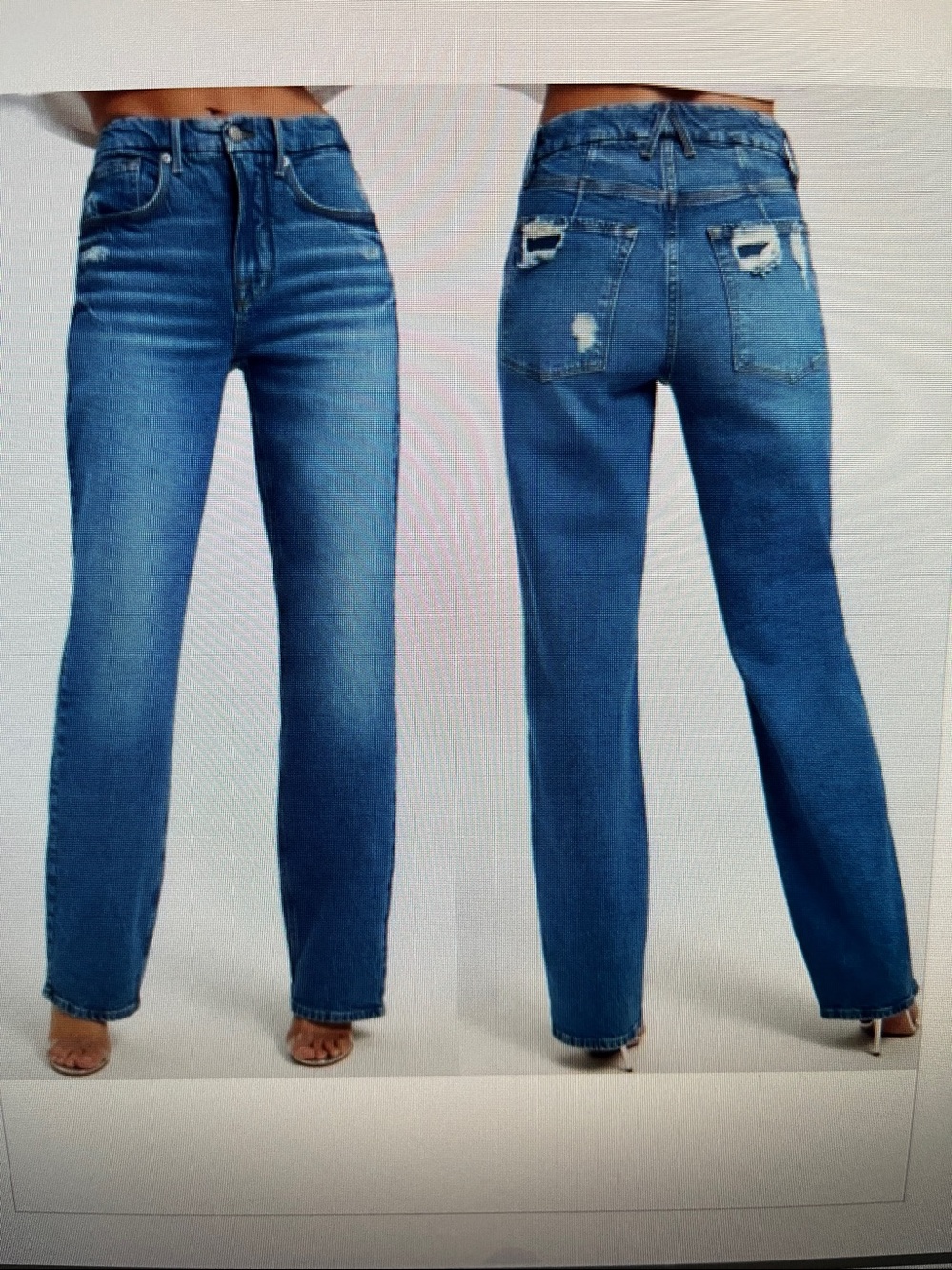 New! Good American Good 90's Distressed Baggy Straight Leg Jeans Size 15